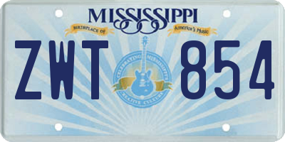 MS license plate ZWT854