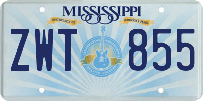 MS license plate ZWT855