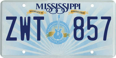MS license plate ZWT857