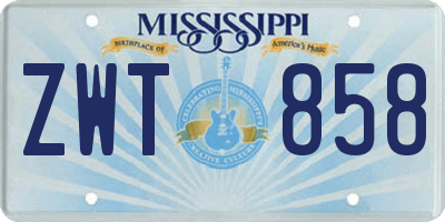 MS license plate ZWT858