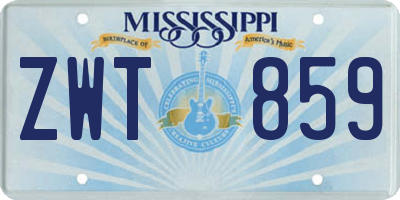 MS license plate ZWT859