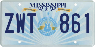 MS license plate ZWT861