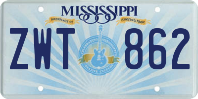 MS license plate ZWT862