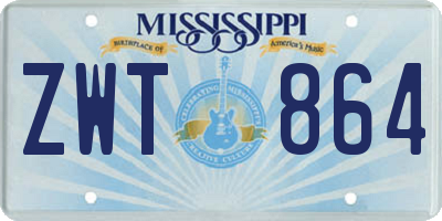 MS license plate ZWT864