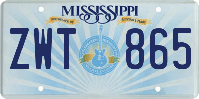 MS license plate ZWT865