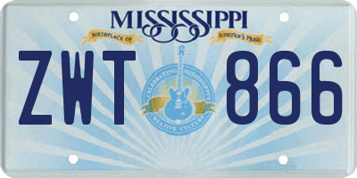 MS license plate ZWT866