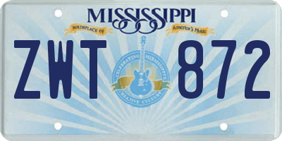 MS license plate ZWT872