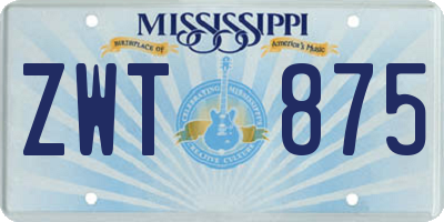 MS license plate ZWT875