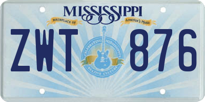 MS license plate ZWT876