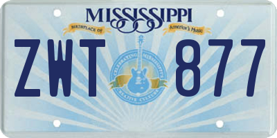 MS license plate ZWT877
