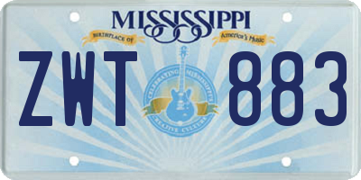 MS license plate ZWT883