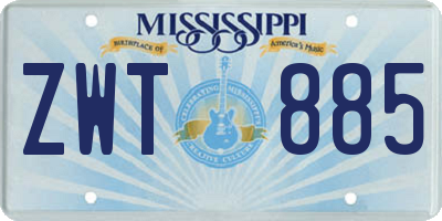 MS license plate ZWT885