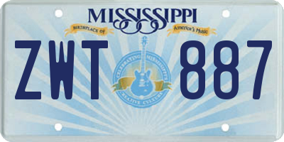 MS license plate ZWT887