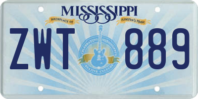MS license plate ZWT889