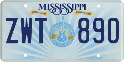 MS license plate ZWT890