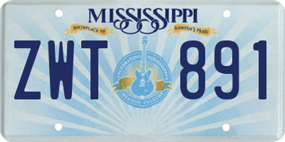 MS license plate ZWT891