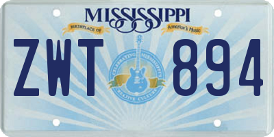 MS license plate ZWT894