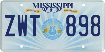 MS license plate ZWT898