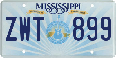 MS license plate ZWT899