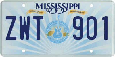 MS license plate ZWT901