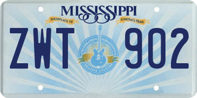 MS license plate ZWT902