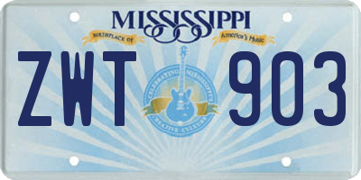 MS license plate ZWT903