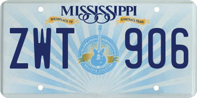 MS license plate ZWT906