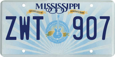 MS license plate ZWT907