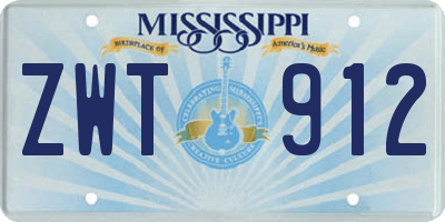 MS license plate ZWT912