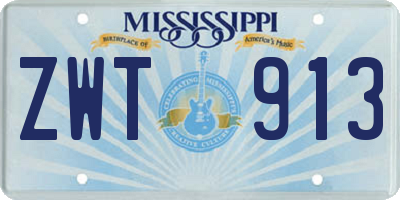 MS license plate ZWT913
