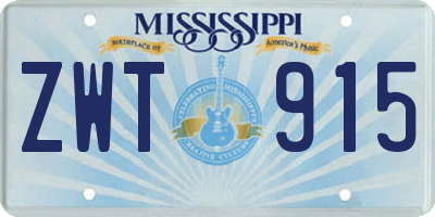 MS license plate ZWT915
