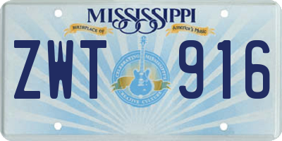 MS license plate ZWT916