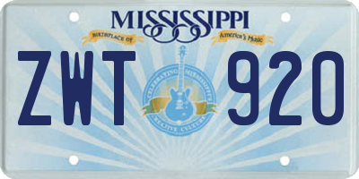 MS license plate ZWT920