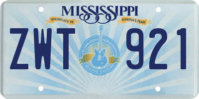MS license plate ZWT921