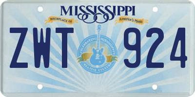 MS license plate ZWT924