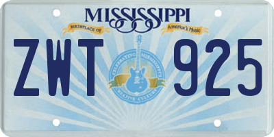MS license plate ZWT925