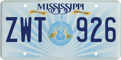MS license plate ZWT926