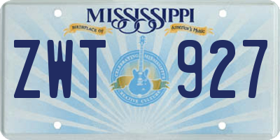 MS license plate ZWT927