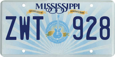 MS license plate ZWT928