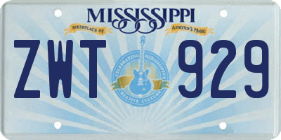 MS license plate ZWT929