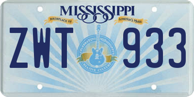 MS license plate ZWT933