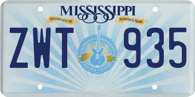 MS license plate ZWT935