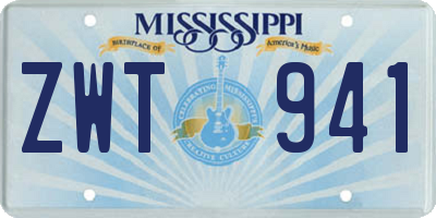 MS license plate ZWT941