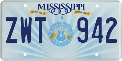 MS license plate ZWT942