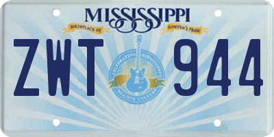 MS license plate ZWT944