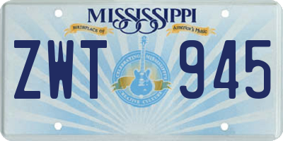 MS license plate ZWT945