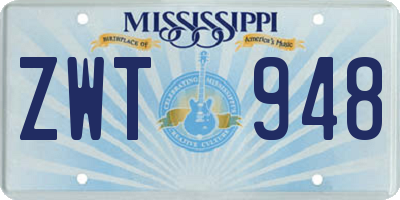 MS license plate ZWT948