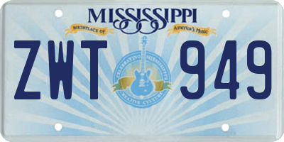 MS license plate ZWT949