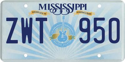 MS license plate ZWT950