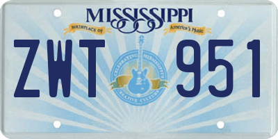 MS license plate ZWT951